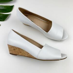 Aerosoles Heelrest Application Wedge Heels Slip On White Leather Women's 9